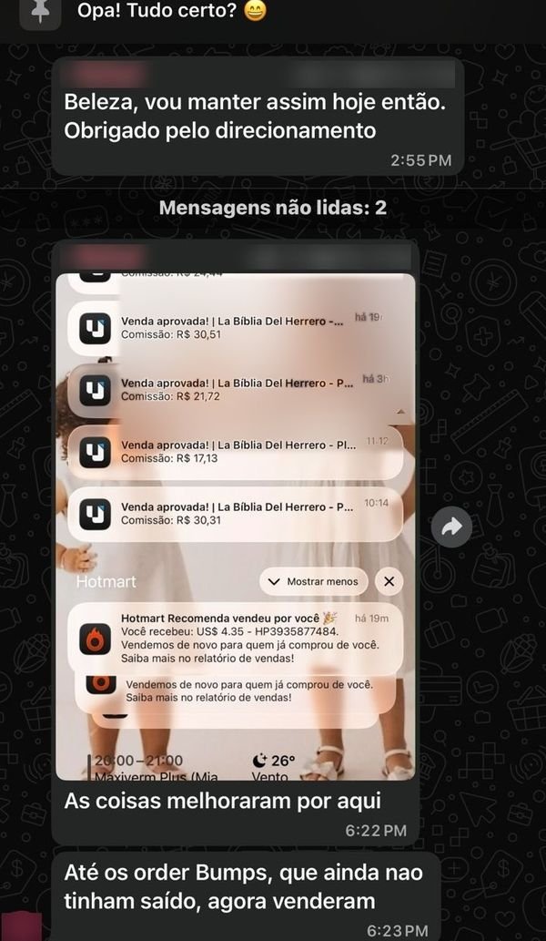 Sequência de vendas aprovadas de um produto em espanhol e a mensagem: as coisas melhoraram por aqui.